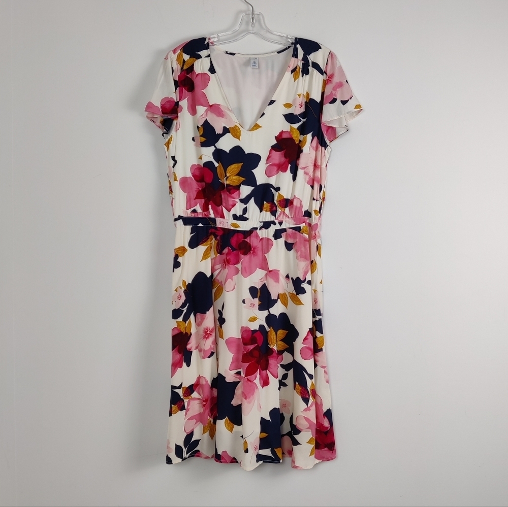Old Navy Women's Floral Midi Sun Dress Wrap Front Size Large Lightweight Boho